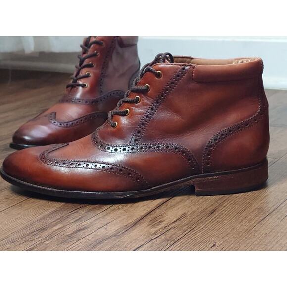 Cole Haan Wingtip Oxford Chukka Burnished Brown Leather Boots Mens Size 10 M - Picture 5 of 14